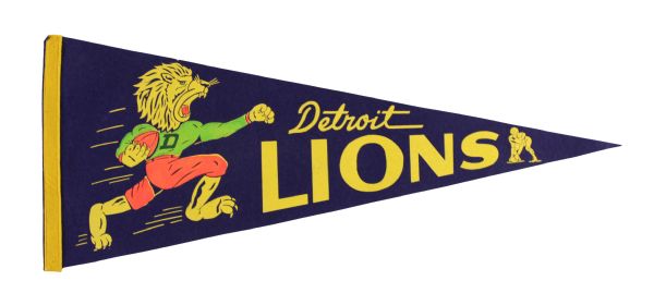 1950s Detroit Lions 29" Pennant w/ Neon Graphics