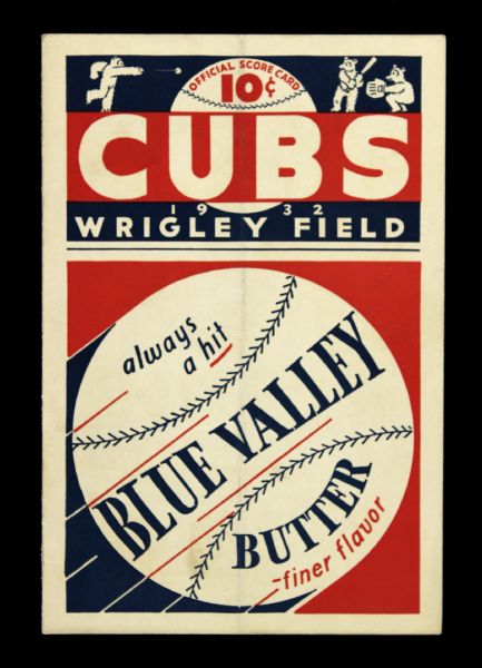 1932 Chicago Cubs Brooklyn Dodgers Wrigley Field Scorecard (Scored)