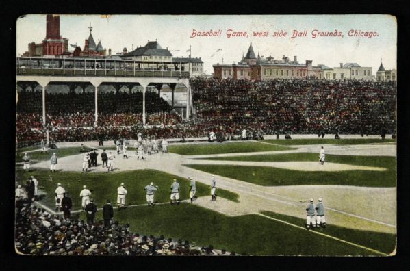 1908 Chicago Cubs West Side Ball Grounds 3.5" x 5.5" Postcard