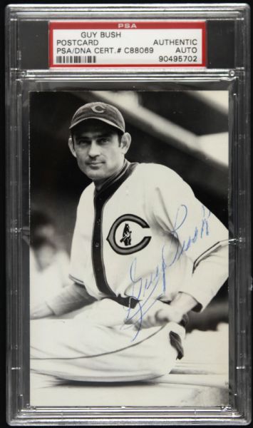 1933 Guy Bush Chicago Cubs Signed 3.5" x 5.5" Postcard (PSA Slabbed) 
