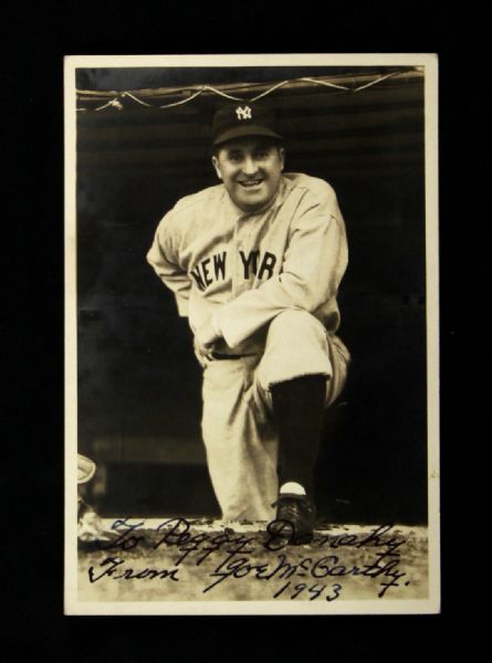 1943 Joe McCarthy New York Yankees Signed 4" x 6" Photo (JSA)