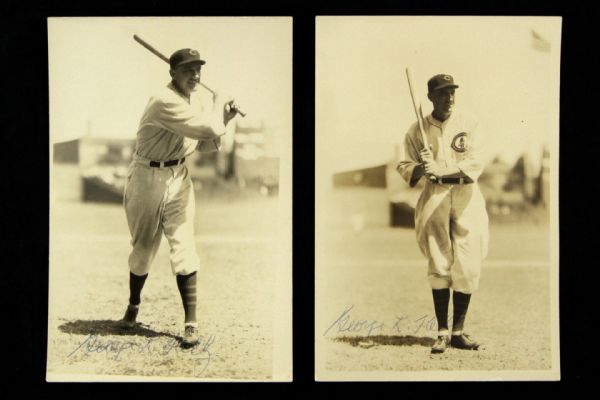 1930 George High Pockets Kelly Chicago Cubs Signed 4" x 6" Photo - Lot of 2 (JSA)