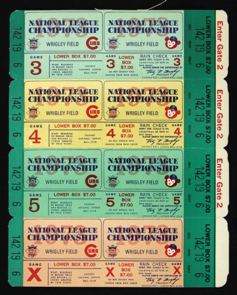 1973 Chicago Cubs Wrigley Field Unused NLCS Ticket Strip