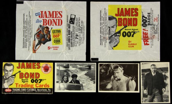 1965-66 James Bond 007 Trading Cards Wrappers - Lot of 6