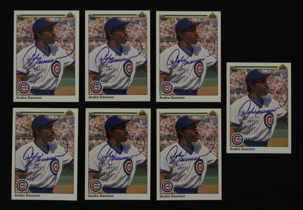 1989-90 Andre Dawson Mark Grace Chicago Cubs Signed Baseball Cards - Lot of 19 (JSA)