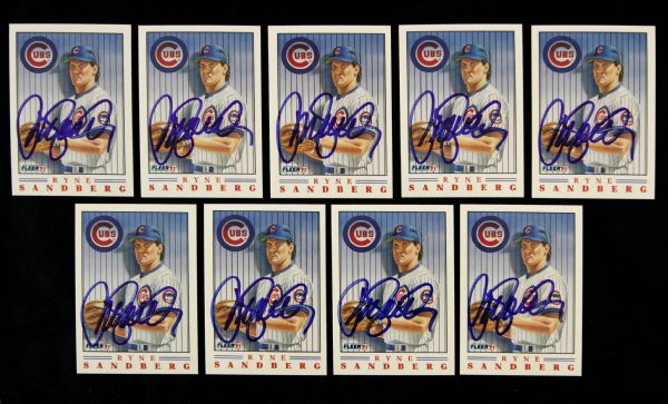 1989-91 Ryne Sandberg Mark Grace Chicago Cubs Signed Baseball Cards - Lot of 20 (JSA)