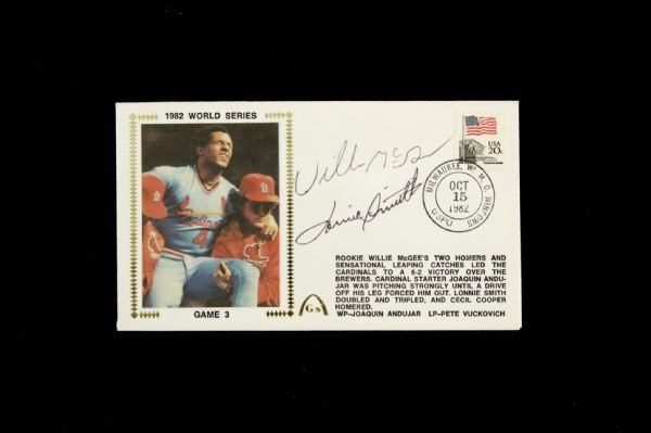 1982 Willie McGee Lonnie Smith St. Louis Cardinals Signed First Day Cover (JSA)