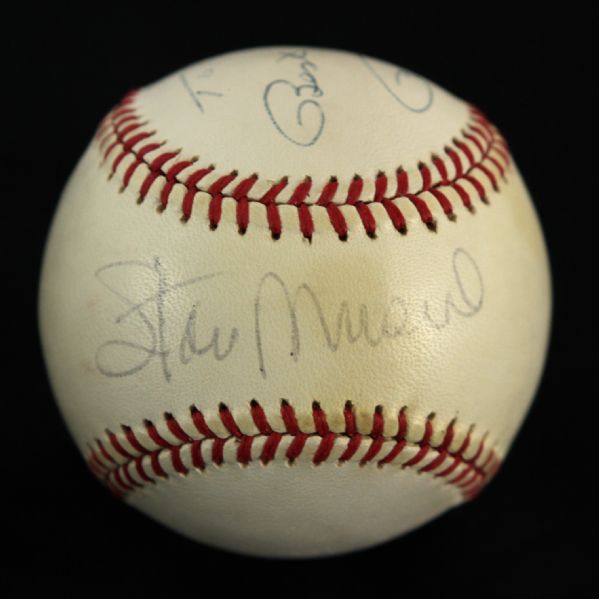 1970-86 Stan Musial Pete Rose Signed ONL Feeney Baseball (JSA)