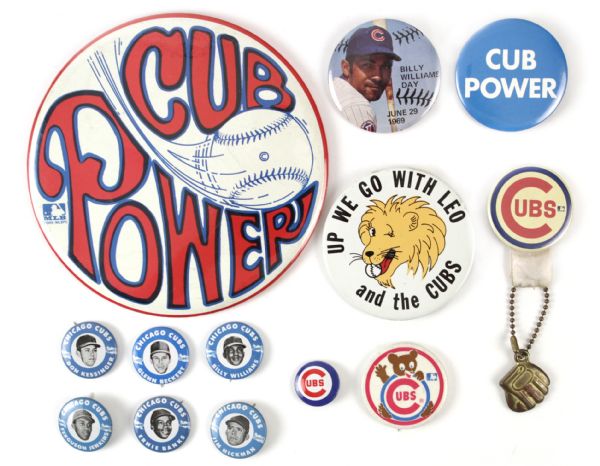 1960s-80s Chicago Cubs Pinback Button Collection - Lot of 13