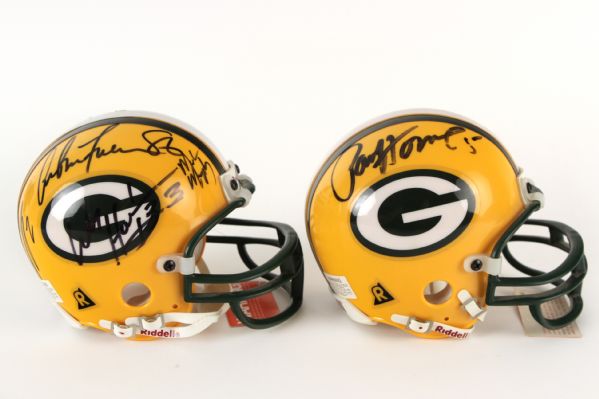 2000s Green Bay Packers Signed Mini-Helmet Collection - Lot of 2 w/ 11 Signatures Total (JSA)