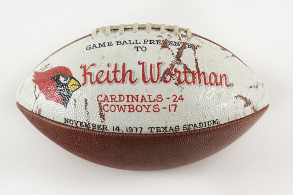 1977 Keith Wortman St. Louis Cardinals Game Used Presentation Football (MEARS LOA) Keith Wortman Collection
