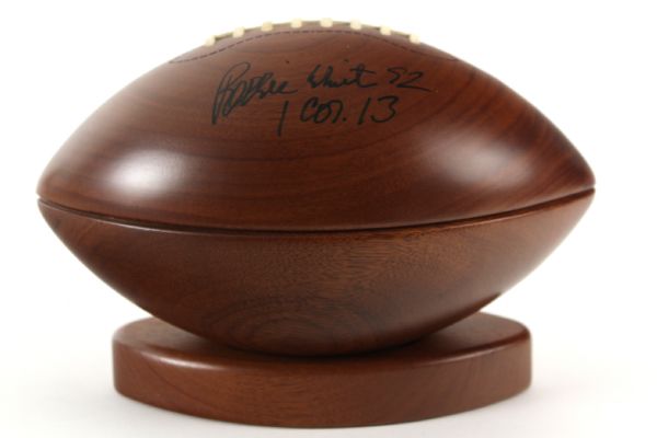 1996 Reggie White Brett Favre Green Bay Packers Signed Wooden Football w/ Display Stand (JSA)