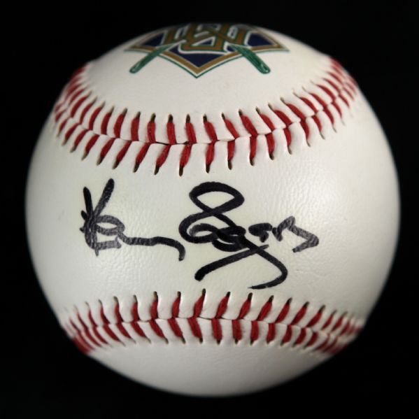1997 Kenny Rogers Country Music Legend Single Signed Milwaukee Brewers Logo Baseball (JSA)