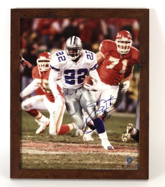 1999 Emmitt Smith Dallas Cowboys Signed 18" x 22" Framed Photo Display (JSA)