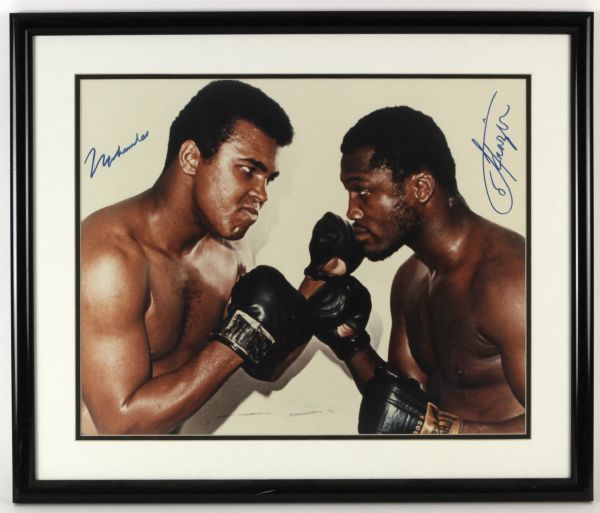 1980s Muhammad Ali Joe Frazier Signed 22" x 26" Framed Photo Display (JSA)