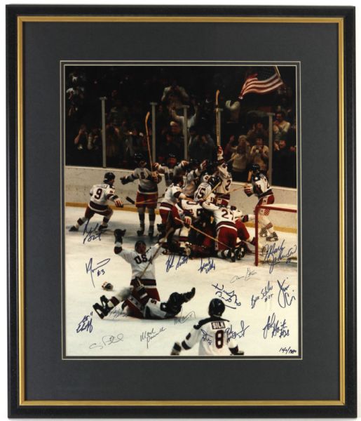 1980 USA Olympic Hockey Team Miracle on Ice Signed 24" x 28" Framed Photo Display (JSA)