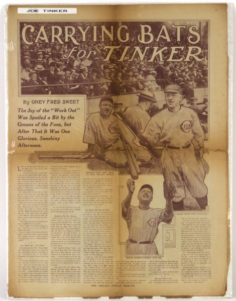 1914 Joe Tinker Chicago Chi-Feds Chicago Sunday Tribune Article Authored by Oney Fred Sweet