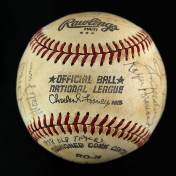 1978 Old Timers Game Signed ONL Feeney Baseball w/ 23 Signatures Including DiMaggio, Cronin, Larsen, Mize & More (JSA)