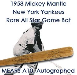 1958 Mickey Mantle New York Yankees Signed H&B Louisville Slugger Professional Model All Star Game Used Bat (MEARS A10 /JSA) w/ One of a Kind Autograph and Inscription