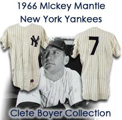 1966 Mickey Mantle New York Yankees Game Worn Home Jersey - Collection of Clete Boyer (Boyer LOA & MEARS A6,  JSA)