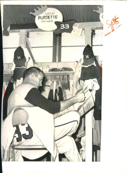 1954-67 Lew Burdette Braves/Cardinals "John Rogers Collection Archives" Original Photos - Lot of 24