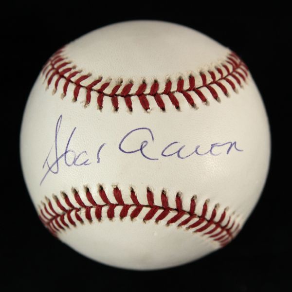 1989-93 Hank Aaron Milwaukee Braves Single Signed ONL White Baseball (JSA)