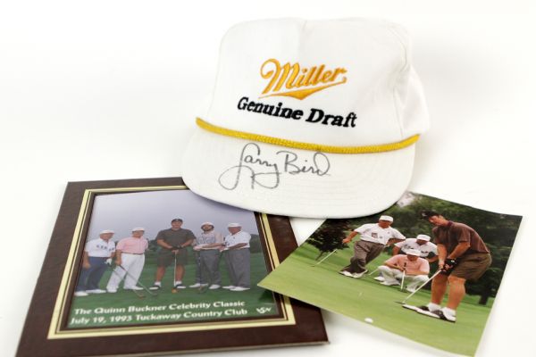 1993 Larry Bird Boston Celtics Signed Miller Genuine Draft Hat (JSA)