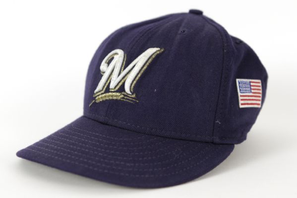 2001 Nick Neugebauer Milwaukee Brewers Signed Game Worn Cap From Major League Debut (MEARS LOA)