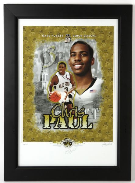 2005 circa Chris Paul Wake Forest/Hornets/Team USA Collection - Lot of 3 w/ Shoes, Jersey, Signed Framed Photo (JSA)