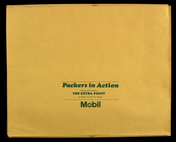 1960s Green Bay Packers "Packers in Action" Mobil 11" x 14" Art Prints - Lot of 5 w/ Original Envelopes