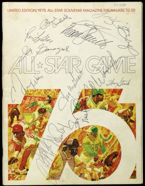1975 MLB All Star Game Milwaukee County Stadium Signed Program w/ 13 Signatures Including Musial, Catfish Hunter & More  (JSA)