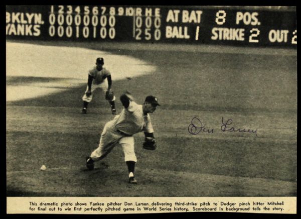 1956 Don Larsen New York Yankees Signed 6" x 8" Magazine Photo (JSA)