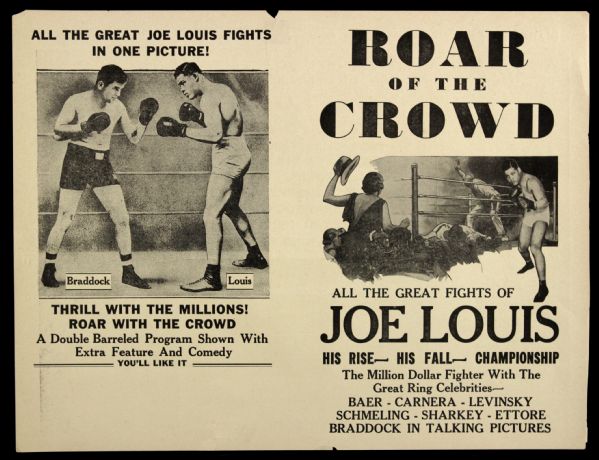 1953 Joe Louis Roar of the Crowd 9" x 12" Two Sided Broadside