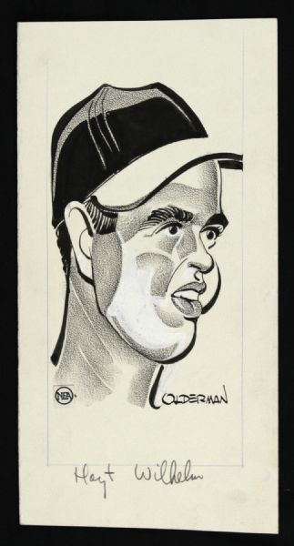 1960s Hoyt Wilhelm Chicago White Sox 4.5" x 9" Olderman Illustration