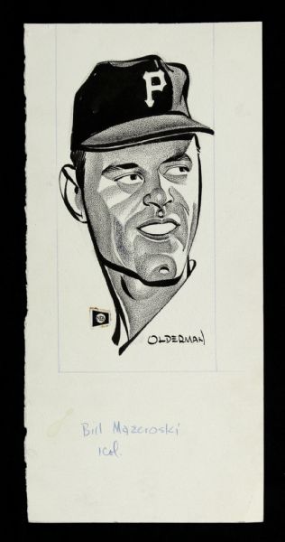 1960s Bill Mazeroski Pittsburgh Pirates 5" x 11" Olderman Illustration
