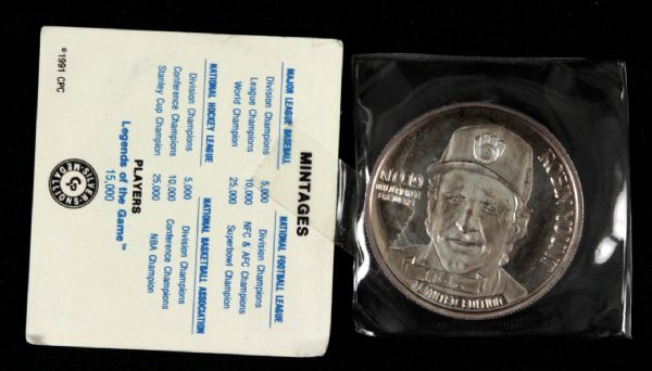 1989 Robin Yount Milwaukee Brewers AL MVP Commemorative Silver Coin