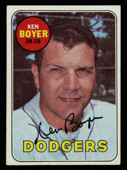 1969 Ken Boyer Los Angeles Dodger Signed Topps Baseball Card (JSA)
