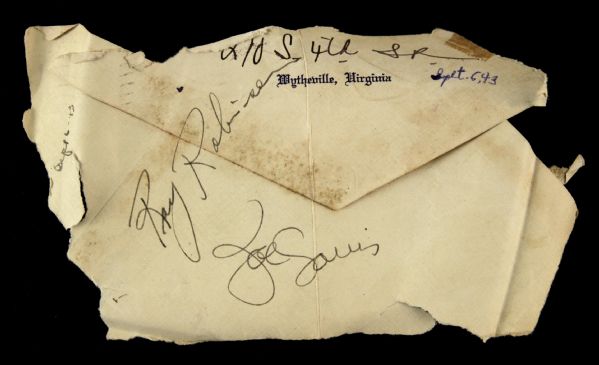 1940s Sugar Ray Robinson Joe Louis Signed Envelope Section (JSA)