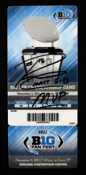 2011 Russell Wilson Wisconsin Badgers Signed Big 10 Championship Game Ticket (Jeffs Sports COA)