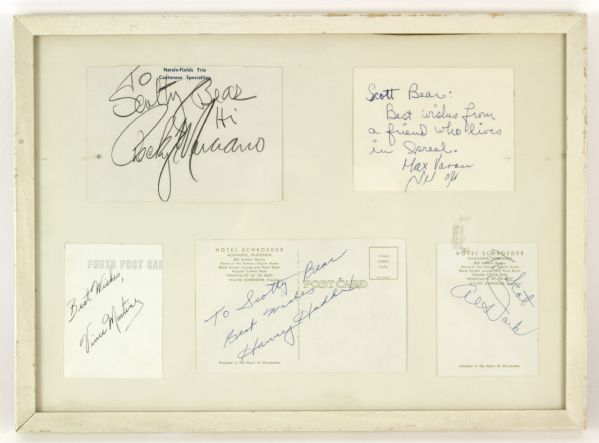 1950s Signed Postcard/Cut Collection 11" x 14" Framed w/ Rocky Marciano, Harvey Haddix & More (JSA)
