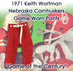 1971 Keith Wortman Nebraska Cornhuskers Signed Game Worn Pants from Game of Century (MEARS LOA/JSA) Keith Wortman Collection