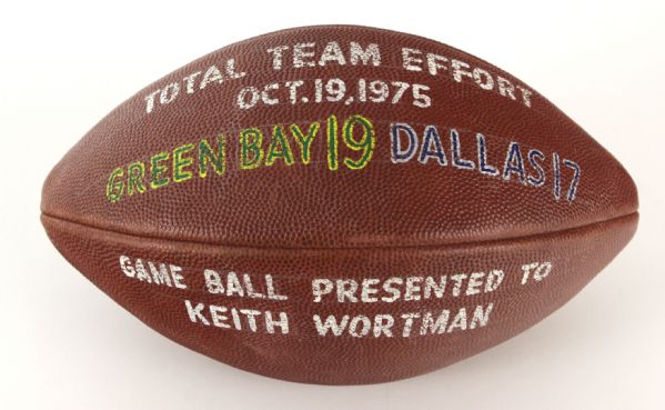 1975 Keith Wortman Green Bay Packers Game Used Presentation Football (MEARS LOA) Keith Wortman Collection