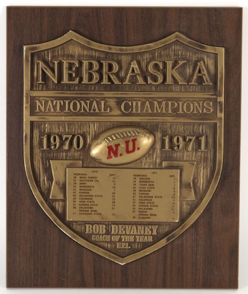 1971 Keith Wortman Nebraska Cornhuskers Signed National Champions 15" x 18" Presentation Display (JSA) Keith Wortman Collection