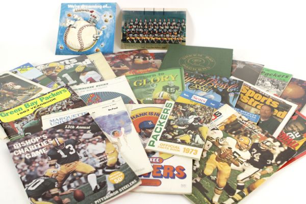 1960-90s Green Bay Packers Milwaukee Brewers Milwaukee Bucks Program Collection - Lot of 25+
