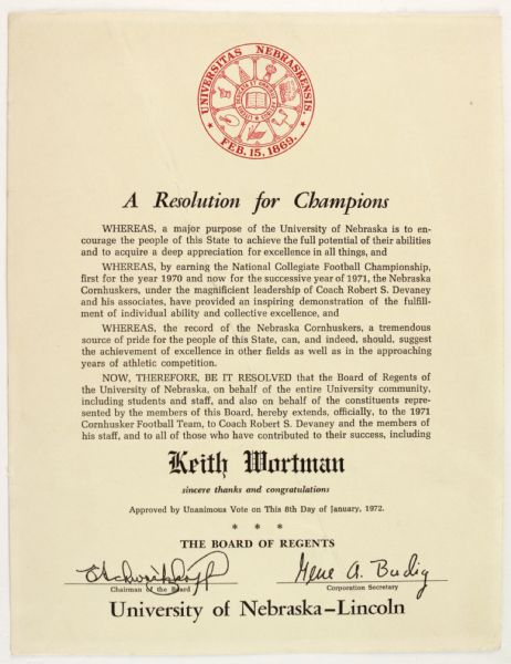 1970-76 Keith Wortman Awards & Letters of Commendation - Lot of 6 (JSA) Keith Wortman Collection