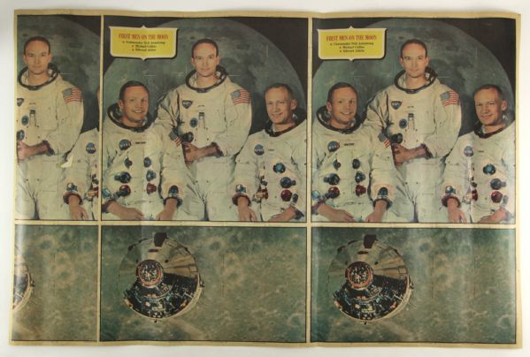 1969 First Man on the Moon 28" x 44" Uncut Sheet