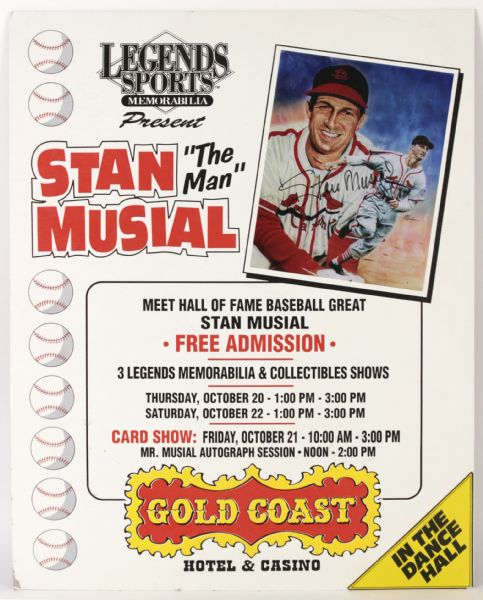 1990s Stan Musial St. Louis Cardinals Signed 22" x 28" Broadside (JSA)