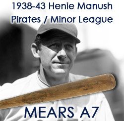 1938-43 Heinie Manush H&B Louisville Slugger Professional Model Team Index Bat (MEARS A7)