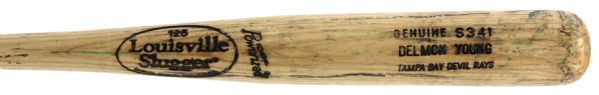 2007 Delmon Young Tampa Bay Devil Rays Louisville Slugger Professional Model Game Used Bat (MEARS A10)