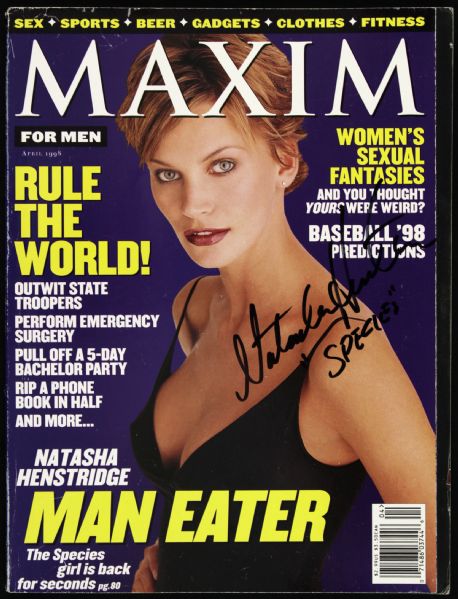 1998 Natash Henstridge Species Signed Maxim Magazine (JSA) 